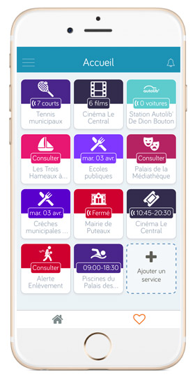 Dans la partie « favoris », l’application propose de personnaliser et de gérer vos propres services en fonction de vos besoins quotidiens et centres d’intérêt.